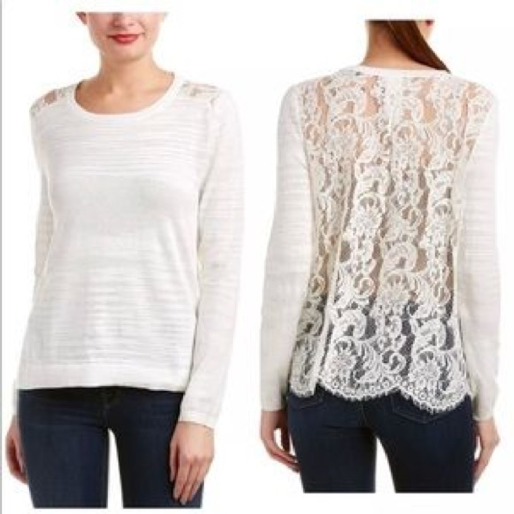 Cabi White Lace Sophia Sweater #5005 Size S